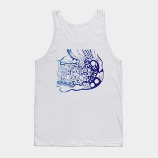 space maya pakal adventurer in galactical alien ecopop pattern Tank Top